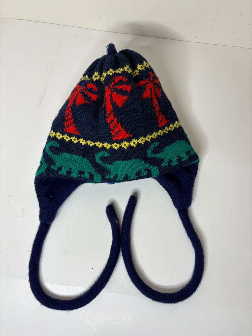 VTG Turtle Fur Kids Dinosaurs Poppy Gall Beanie Ski Hat Wool Knit Fleece Lining